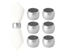Argon Tableware Metallic Napkin Rings - Silver - Set Of 6 Gloss Finish Reusable Dining Table Setting Napkin Buckle Holder