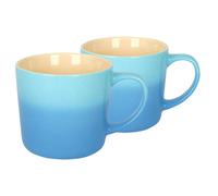 Argon Tableware 330ml New Bone China Ombre Mugs - Blue - 2X Colourful Glazed Fine Ceramic Stoneware Pottery Coffee Tea Cup Set | Microwave & Dishwasher Safe