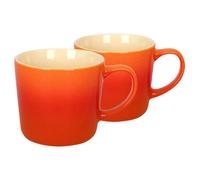 Argon Tableware 330ml New Bone China Ombre Mugs - Orange - 2X Colourful Glazed Fine Ceramic Stoneware Pottery Coffee Tea Cup Set | Microwave & Dishwasher Safe