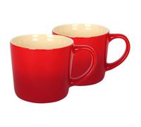 Argon Tableware 330ml New Bone China Ombre Mugs - Red - 2X Colourful Glazed Fine Ceramic Stoneware Pottery Coffee Tea Cup Set | Microwave & Dishwasher Safe