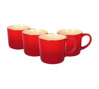 Argon Tableware 330ml New Bone China Ombre Mugs - Red - 4X Colourful Glazed Fine Ceramic Stoneware Pottery Coffee Tea Cup Set | Microwave & Dishwasher Safe