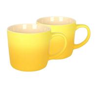 Argon Tableware 330ml New Bone China Ombre Mugs - Yellow - 2X Colourful Glazed Fine Ceramic Stoneware Pottery Coffee Tea Cup Set | Microwave & Dishwasher Safe