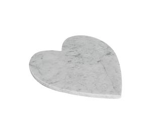 Argon Tableware Non-Slip Heart Marble Chopping Board 23 x 27cm - White | Unique Marble Veining, Glossy Stone Surface, Protective Padded Feet, Serving Board, Cheese Board Design, Wipe-Clean Finish