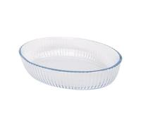 Argon Tableware Optical Oval Glass Oven Dish - 26cm x 17cm - 1x Small Deep Baking Casserole Lasagne Roasting Roaster Cooking Tray Bowl | Microwave Safe, Freezer Safe