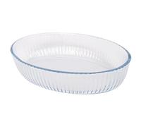 Argon Tableware Optical Oval Glass Oven Dish - 35cm x 24cm - 1x Large Deep Baking Casserole Lasagne Roasting Roaster Cooking Tray Bowl | Microwave Safe, Freezer Safe