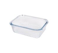 Argon Tableware Optical Rectangular Glass Cake Dish - 17cm x 12.5cm - 1x Small Deep Pie Brownie Cheesecake Bread Sponge Oven Baking Tin Tray Pan | Microwave Safe, Freezer Safe
