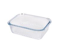 Argon Tableware Optical Rectangular Glass Cake Dish - 20cm x 15cm - 1x Medium Deep Pie Brownie Cheesecake Bread Sponge Oven Baking Tin Tray Pan | Microwave Safe, Freezer Safe