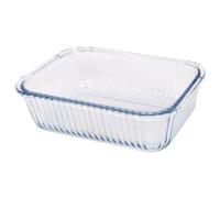 Argon Tableware Optical Rectangular Glass Cake Dish - 22cm x 16.5cm - 1x Large Deep Pie Brownie Cheesecake Bread Sponge Oven Baking Tin Tray Pan | Microwave Safe, Freezer Safe