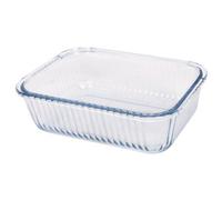 Argon Tableware Optical Rectangular Glass Cake Dish - 22cm x 16.5cm - 1x Large Deep Pie Brownie Cheesecake Bread Sponge Oven Baking Tin Tray Pan | Microwave Safe, Freezer Safe