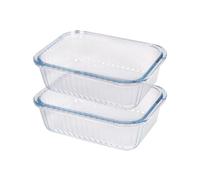 Argon Tableware Optical Rectangular Glass Cake Dishes - 17cm x 12.5cm - 2x Small Baking Tray in Clear | Size: 17 cm x 12.5 cm Argon Tableware Clear 17 cm x 12.5 cm