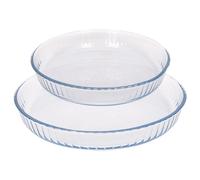 Argon Tableware Optical Round Glass Oven Dish Set - 2 Sizes - 2pc Deep Baking Tray in Clear Argon Tableware Clear