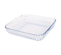 Argon Tableware Optical Square Glass Oven Dish - 30cm x 27.5cm - 1x Large Deep Baking Casserole Lasagne Roasting Roaster Cooking Tray Bowl | Microwave Safe, Freezer Safe