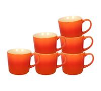 Argon Tableware Orange Ombre Coffee Mug 330ml - Pack of 6 - New Bone China Tea Mug, Vegan Friendly Ceramic Cup, Glazed Stoneware Style Drinkware, Microwave Dishwasher Safe