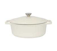 Argon Tableware 4.5L Oval Cast Iron Casserole Dish with Self-Basting Lid - Pebble Gloss - Induction Hob Cooking 4.75QT Dutch Oven Bread Baking Serving Roasting Stew Stock Pot Pan