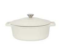 Argon Tableware Oval Cast Iron Casserole Dish, 4.68L, Pebble Gloss