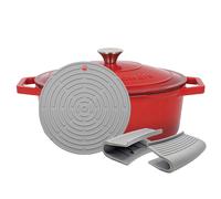 Argon Tableware Oval Cast Iron Casserole Dish, 4.68L, Red Ombre
