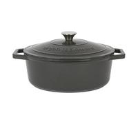 Argon Tableware 4.68L Oval Cast Iron Casserole Dish with Self-Basting Lid - Slate Grey - 1x Induction Hob Cooking Dutch Oven Bread Baking Serving Roasting Stew Stock Pot Cookware Pan