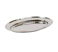 Argon Tableware 30 x 20.5cm Serving Platter - Stainless Steel Chrome Dinner Tray Oval Plate Small Appetizer Serving Dishes for Party, Events, Table Service, Snack Platters