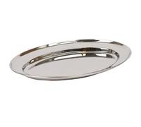 Oval Stainless Steel Serving Platter - 35cm x 24cm Argon Tableware Silver One Size