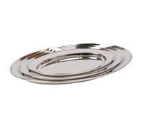 Argon Tableware Oval Stainless Steel Serving Platter Set - 3pc - 25cm-35cm in Silver Argon Tableware Silver