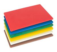 Argon Tableware Plastic Chopping Board - Multicolour - Pack of 6-45cm x 30cm - Thick Professional Colour Coded Kitchen Catering Chefs Cutting Mat Chopping Mat