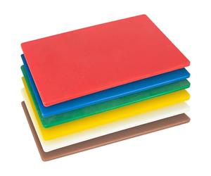 Argon Tableware Plastic Chopping Board - Multicolour - Pack of 6-45cm x 30cm - Thick Professional Colour Coded Kitchen Catering Chefs Cutting Mat Chopping Mat