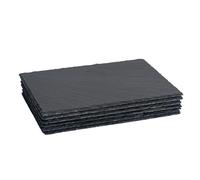Rectangle Slate Placemats - 30cm x 20cm - 6x Large Natural Black Stone Dining Table Dinner Serving Board Platter Place Mats Sets Argon Tableware Black One Size