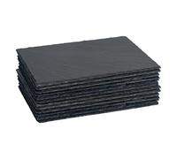 Argon Tableware Rectangle Slate Placemats - 30cm x 20cm - 12x Large Natural Black Stone Dining Table Dinner Serving Board Platter Place Mats Sets Argon Tableware Black 30 cm x 20 cm