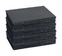 Argon Tableware Rectangle Slate Placemats - 30cm x 20cm - 24x Large Natural Black Stone Dining Table Dinner Serving Board Platter Place Mats Sets Argon Tableware Black 30 cm x 20 cm