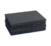 Argon Tableware Rectangle Slate Placemats - 30Cm X 20Cm - Pack Of 12 Natural Stone Table Mats For Dining & Serving