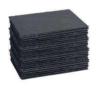Argon Tableware Rectangle Slate Placemats - 30 x 20cm - Pack of 24 - Black Natural Stone Slate Dinner Mats Dinnerware Plate Placemats for Kitchen, Home, Bar, Restaurant, Weddings, Events