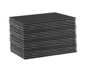 Argon Tableware Rectangle Slate Placemats - 35 x 25cm - Pack of 24 - Black Natural Stone Smooth Edge Slate Dinner Mats Dinnerware Plate Placemats for Kitchen, Home, Bar, Restaurant, Weddings, Events