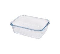 Argon Tableware Optical Rectangular Glass Cake Dish - 17cm x 12.5cm - 1x Small Deep Pie Brownie Cheesecake Bread Sponge Oven Baking Tin Tray Pan | Microwave Safe, Freezer Safe