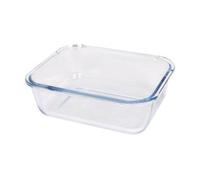Argon Tableware Rectangular Glass Cake Dish - 20cm x 15cm - 1x Medium Deep Pie Brownie Cheesecake Bread Sponge Oven Baking Tin Tray Pan | Microwave Safe, Freezer Safe