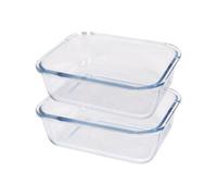 Argon Tableware Rectangular Glass Cake Dishes - 17cm x 12.5cm - 2X Small Deep Pie Brownie Cheesecake Bread Sponge Oven Baking Tin Tray Pan | Microwave Safe, Freezer Safe