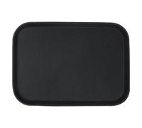 Argon Tableware Black Rectangular Serving Tray 35.5 x 25cm - Reusable Non Slip Rubberized Surface Platter for Food and Drinks - Durable Heat Resistant Stackable Tray for Bars, Restaurants and Home Use