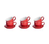 Coloured Cappuccino Cup & Saucer Set - 250ml - 12 Piece Argon Tableware Red One Size