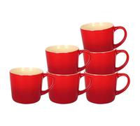 Argon Tableware Red Ombre Coffee Mug 330ml - Pack of 6 - New Bone China Tea Mug, Vegan Friendly Ceramic Cup, Glazed Stoneware Style Drinkware, Microwave Dishwasher Safe