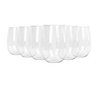 Argon Tableware Reusable Plastic Stemless Wine Glasses - 480ml - Pack of 6 in Clear Argon Tableware Clear