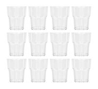 Argon Tableware Reusable Plastic Glasses - 260ml - Pack of 12 - Tumbler Glasses - Clear Cocktail Champagne Fizz Cola Tumbler Drinking Cups for Garden, Parties, Weddings, BBQ and Picnic