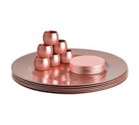 Argon Tableware Metallic Charger Plates, Coasters & Napkin Rings Set - Rose Gold - 18pc - 33cm - Reusable Dining Table Setting Plates Drink Placemats Napkin Holders for Christmas, Party Celebrations