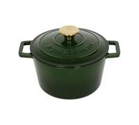 Argon Tableware Round Cast Iron Casserole Dish with Self-Basting Lid - 2.8L - Green - 1x Induction Hob Cooking Dutch Oven Bread Baking Serving Roasting Stew Stock Pot Cookware Pan