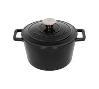 Argon Tableware Round Cast Iron Casserole Dish with Self-Basting Lid - 2.8L - Matt Black - 1x Induction Hob Cooking Dutch Oven Bread Baking Serving Roasting Stew Stock Pot Cookware Pan
