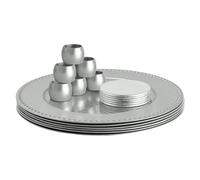 Argon Tableware Round Charger Plates Set with Coasters & Napkin Rings - 33cm - Silver Bead - 18pc Reusable Hard Plastic Dinner Table Setting Wedding Party Decorative Serving Tableware Chargers