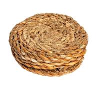 Argon Tableware Round Coasters - 10cm - Pack of 6 - Woven Typha Bar Drink Mat Table Protector Coasters for Kitchen, Home, Bar, Restaurant, Weddings, Events
