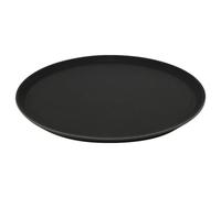 Argon Tableware Black Round Serving Tray 35cm - Reusable Non Slip Rubberized Surface Platter for Food and Drinks - Durable Heat Resistant Stackable Tray for Bars, Restaurants, Cafes and Home Use