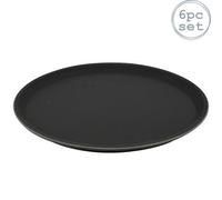 Argon Tableware Round Non-Slip Serving Trays - 28Cm - Black - Pack Of 6