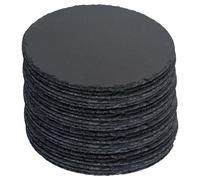Argon Tableware Round Slate Placemats - 30cm - 24x Large Natural Black Stone Dining Table Dinner Serving Board Platter Place Mats Sets Argon Tableware Black