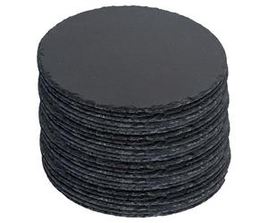Argon Tableware Round Slate Placemats - 30cm - Pack of 24 - Black Natural Stone Slate Dinner Mats Dinnerware Plate Placemats for Kitchen, Home, Bar, Restaurant, Weddings, Events