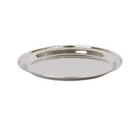 Argon Tableware 25.5cm Serving Platter - Stainless Steel Chrome Dinner Tray Round Tray Plate Small Appetizer Serving Dishes for Party, Events, Table Service, Snack Platters